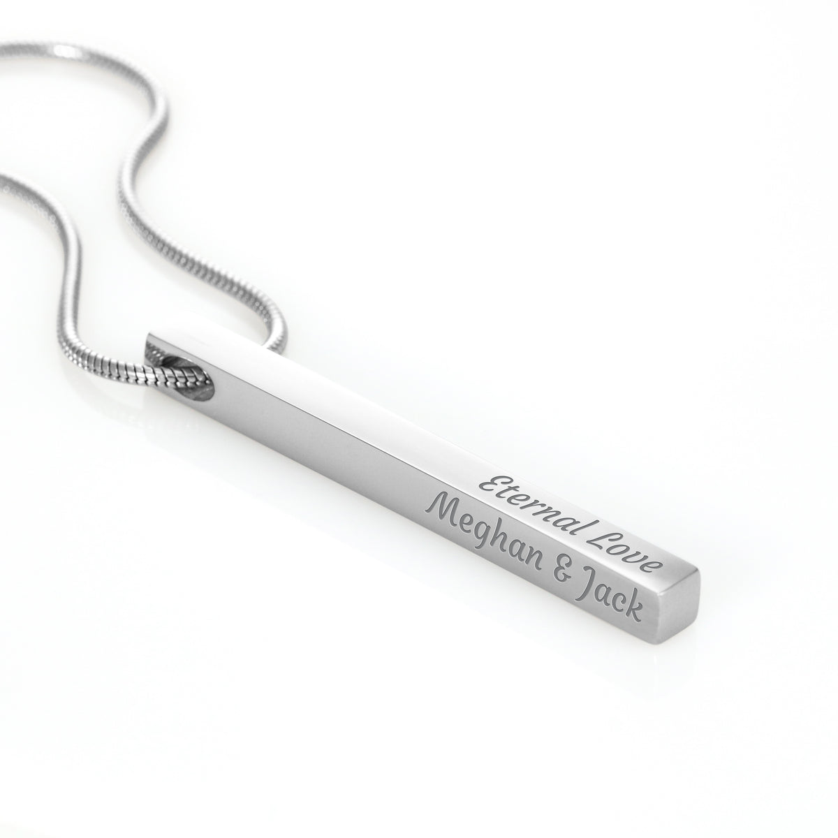 Heart Memento™ Closelykept Personalized 4-Sided Bar Necklace – Engraved Necklace for Her