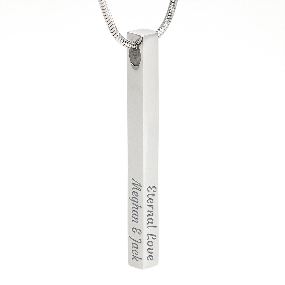 Heart Memento™ Closelykept Personalized 4-Sided Bar Necklace – Engraved Necklace for Her