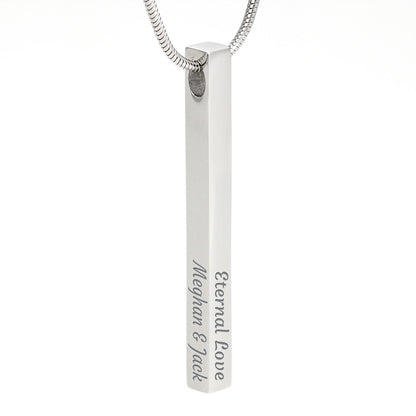 Heart Memento™ Closelykept Personalized 4-Sided Bar Necklace – Engraved Necklace for Her
