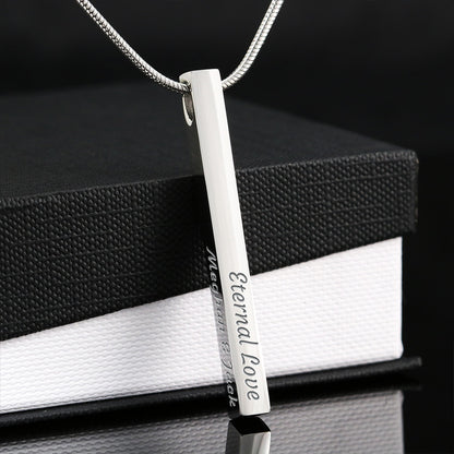 Heart Memento™ Closelykept Personalized 4-Sided Bar Necklace – Engraved Necklace for Her