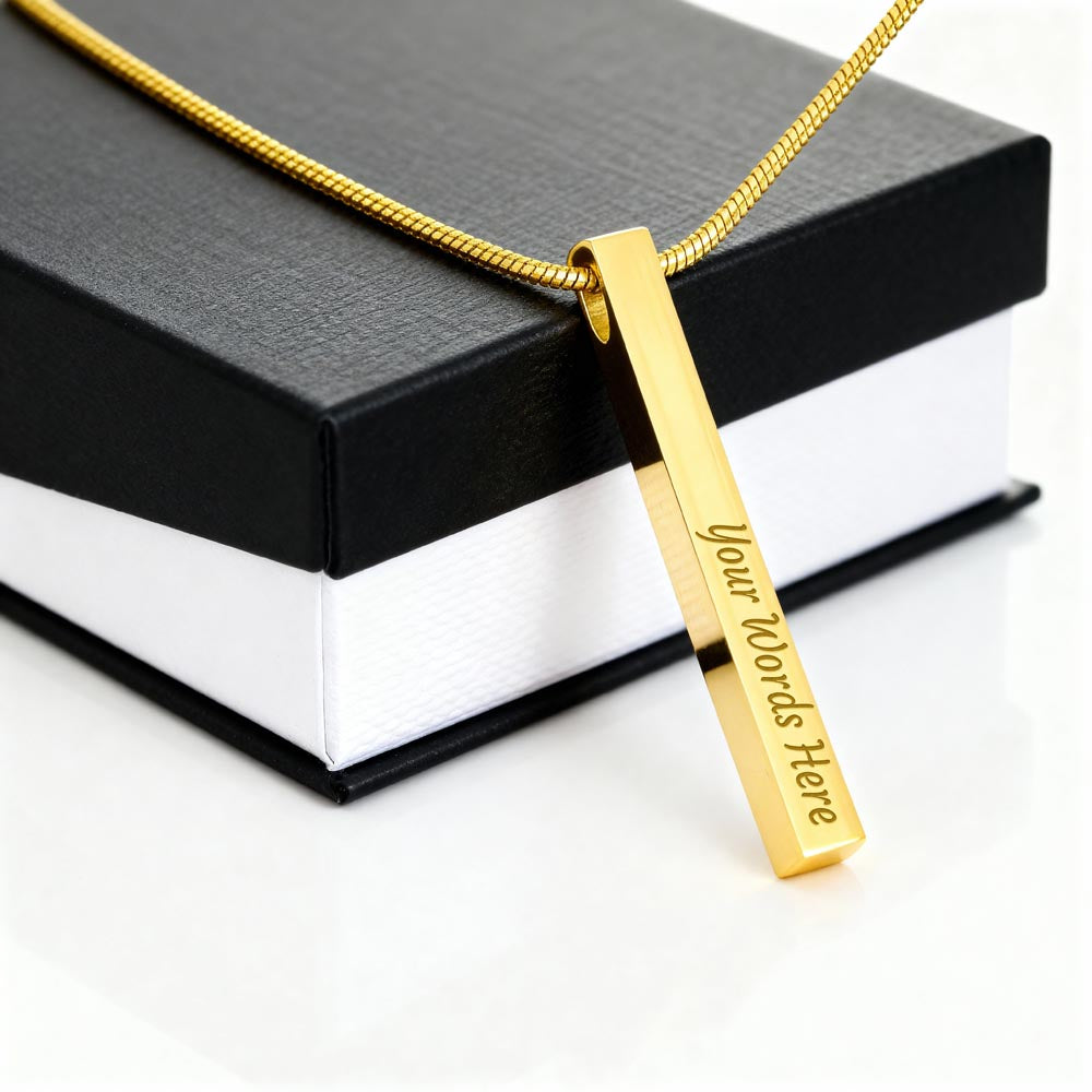 Heart Memento™ Closelykept Personalized 4-Sided Bar Necklace – Engraved Necklace for Her