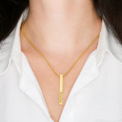 Heart Memento™ Closelykept Personalized 4-Sided Bar Necklace – Engraved Necklace for Her