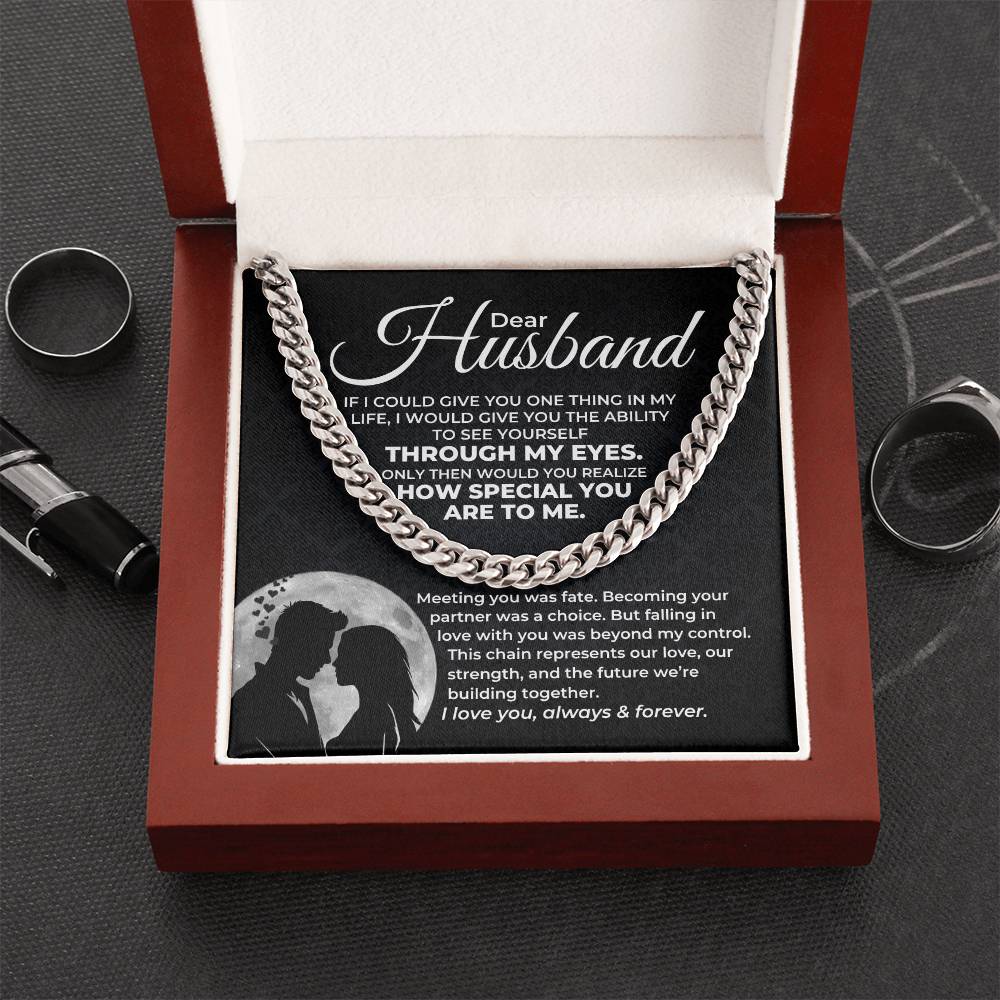 Cuban link chain worn by a man