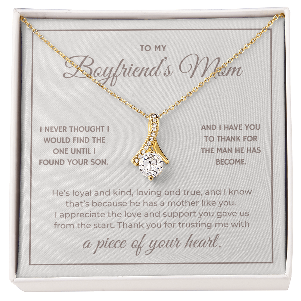 Heart Memento™ Heartwrapped Ribbon Necklace | “A Piece of Your Heart” Gift for Boyfriend's Mom