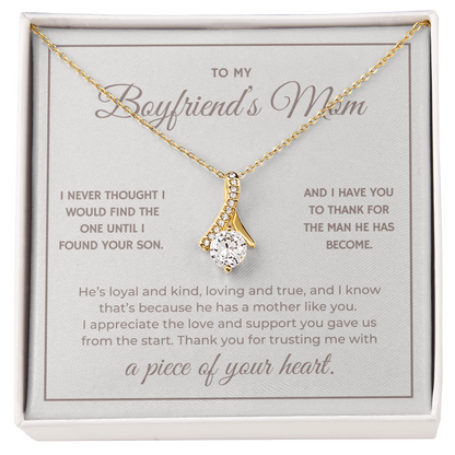 Heart Memento™ Heartwrapped Ribbon Necklace | “A Piece of Your Heart” Gift for Boyfriend's Mom