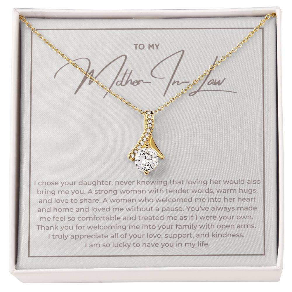 Heart Memento™ Heartwrapped Ribbon Necklace | “Loving Her Would Bring Me You” Gift from Son-in-Law