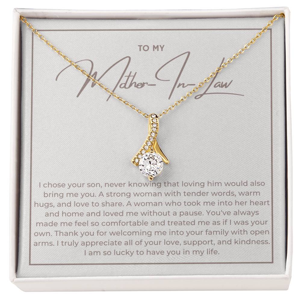 Heart Memento™ Heartwrapped Ribbon Necklace | “Loving Him Would Bring Me You” Gift from Daughter-in-Law