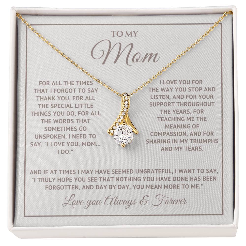 Heart Memento™ Heartwrapped Ribbon Necklace | “I Love You, Mom… I Do” Gift for Mom from Daughter or Son
