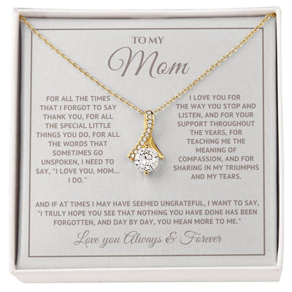 Heart Memento™ Heartwrapped Ribbon Necklace | “I Love You, Mom… I Do” Gift for Mom from Daughter or Son
