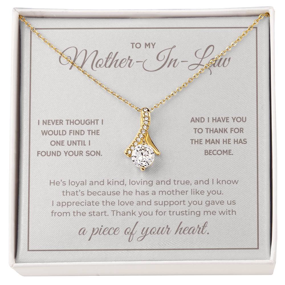 Heart Memento™ Heartwrapped Ribbon Necklace | “A Piece of Your Heart” Gift for Mother-in-Law from Daughter-in-Law