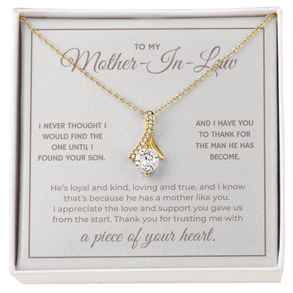 Heart Memento™ Heartwrapped Ribbon Necklace | “A Piece of Your Heart” Gift for Mother-in-Law from Daughter-in-Law
