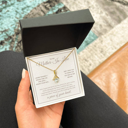 Heart Memento™ Heartwrapped Ribbon Necklace | “A Piece of Your Heart” Gift for Mother-in-Law from Daughter-in-Law