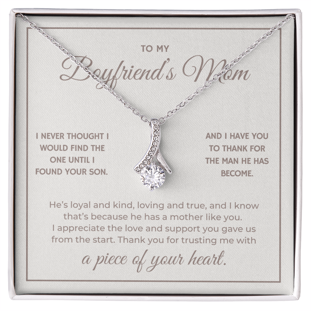Heart Memento™ Heartwrapped Ribbon Necklace | “A Piece of Your Heart” Gift for Boyfriend's Mom