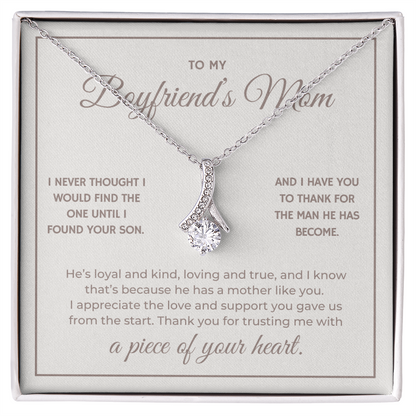 Heart Memento™ Heartwrapped Ribbon Necklace | “A Piece of Your Heart” Gift for Boyfriend's Mom