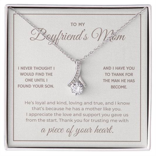 Heart Memento™ Heartwrapped Ribbon Necklace | “A Piece of Your Heart” Gift for Boyfriend's Mom