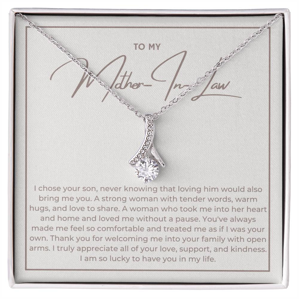 Heart Memento™ Heartwrapped Ribbon Necklace | “Loving Him Would Bring Me You” Gift from Daughter-in-Law