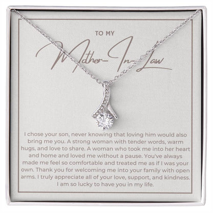 Heart Memento™ Heartwrapped Ribbon Necklace | “Loving Him Would Bring Me You” Gift from Daughter-in-Law