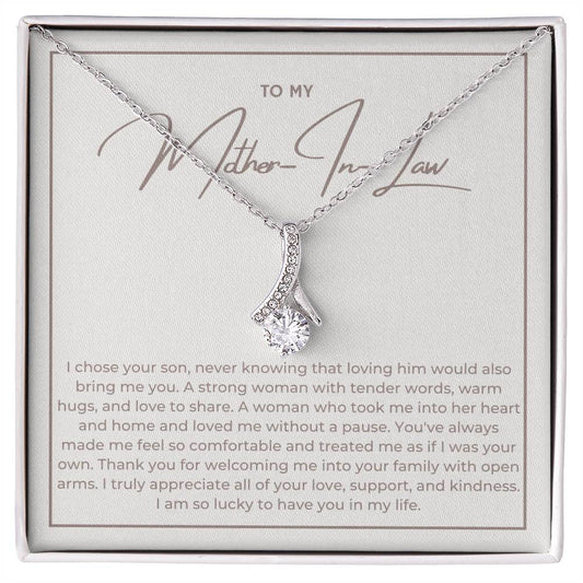 Heart Memento™ Heartwrapped Ribbon Necklace | “Loving Him Would Bring Me You” Gift from Daughter-in-Law