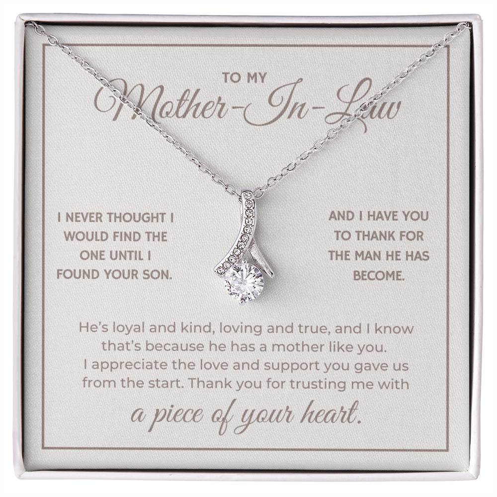 Heart Memento™ Heartwrapped Ribbon Necklace | “A Piece of Your Heart” Gift for Mother-in-Law from Daughter-in-Law