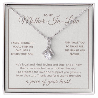 Heart Memento™ Heartwrapped Ribbon Necklace | “A Piece of Your Heart” Gift for Mother-in-Law from Daughter-in-Law