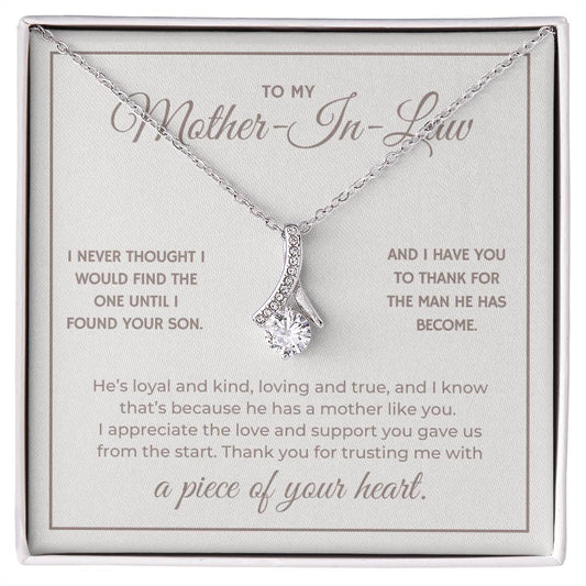 Heart Memento™ Heartwrapped Ribbon Necklace | “A Piece of Your Heart” Gift for Mother-in-Law from Daughter-in-Law