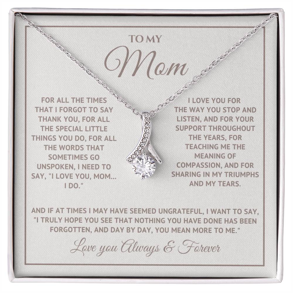 Heart Memento™ Heartwrapped Ribbon Necklace | “I Love You, Mom… I Do” Gift for Mom from Daughter or Son