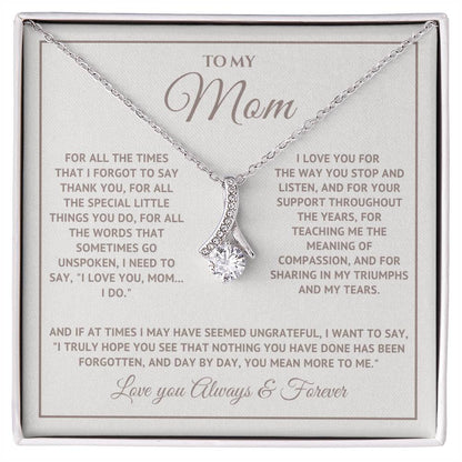 Heart Memento™ Heartwrapped Ribbon Necklace | “I Love You, Mom… I Do” Gift for Mom from Daughter or Son