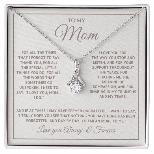 Heart Memento™ Heartwrapped Ribbon Necklace | “I Love You, Mom… I Do” Gift for Mom from Daughter or Son
