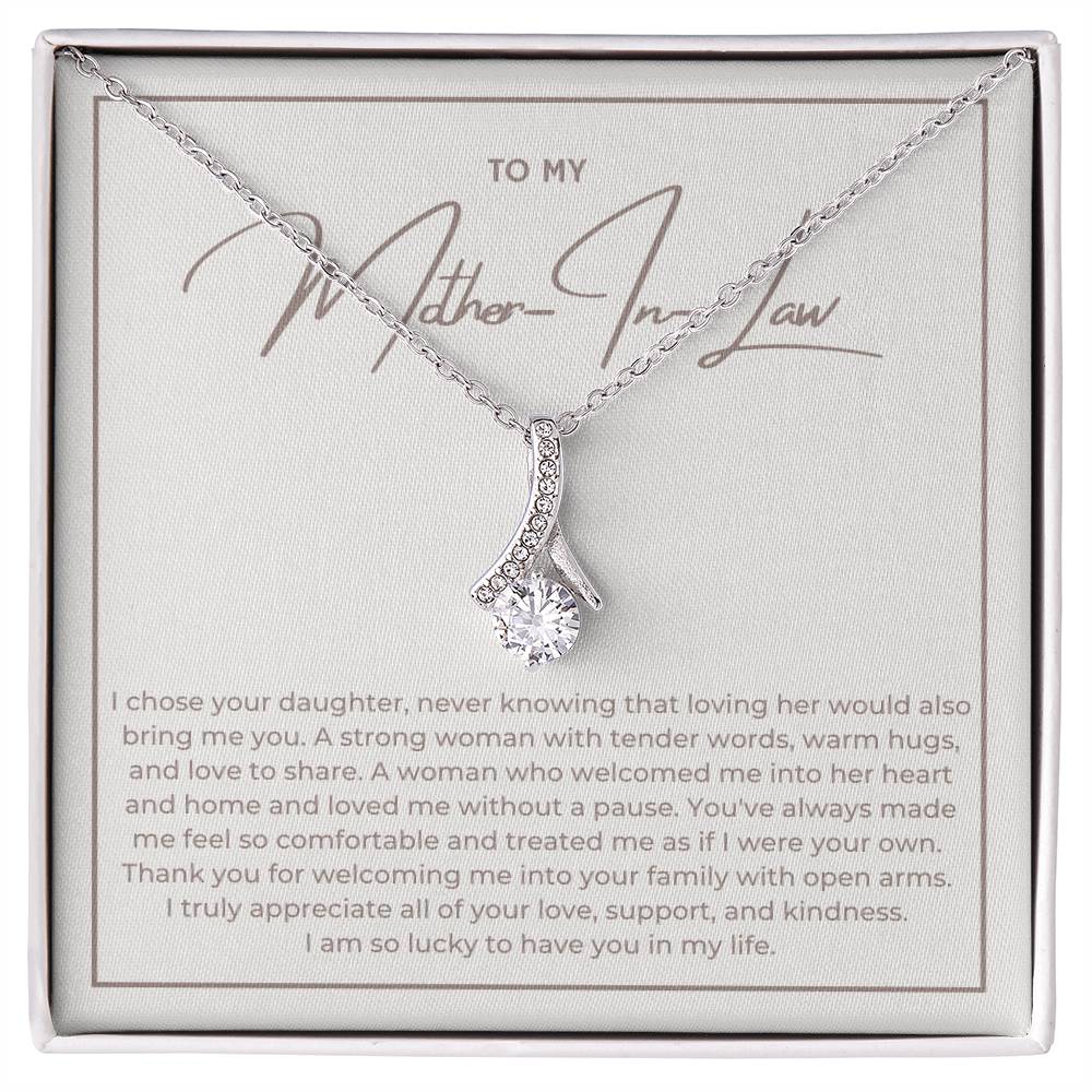 Heart Memento™ Heartwrapped Ribbon Necklace | “Loving Her Would Bring Me You” Gift from Son-in-Law