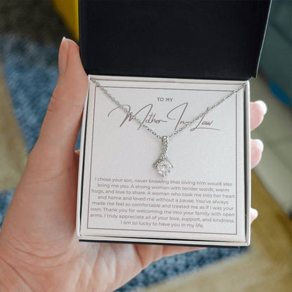 Heart Memento™ Heartwrapped Ribbon Necklace | “Loving Him Would Bring Me You” Gift from Daughter-in-Law
