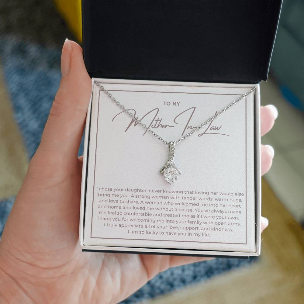 Heart Memento™ Heartwrapped Ribbon Necklace | “Loving Her Would Bring Me You” Gift from Son-in-Law