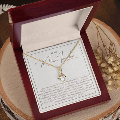 Heart Memento™ Heartwrapped Ribbon Necklace | “Loving Him Would Bring Me You” Gift from Daughter-in-Law
