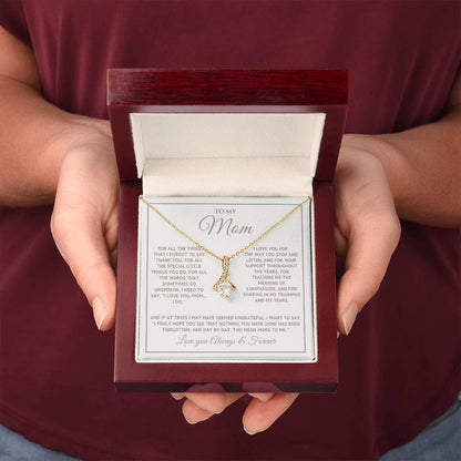 Heart Memento™ Heartwrapped Ribbon Necklace | “I Love You, Mom… I Do” Gift for Mom from Daughter or Son