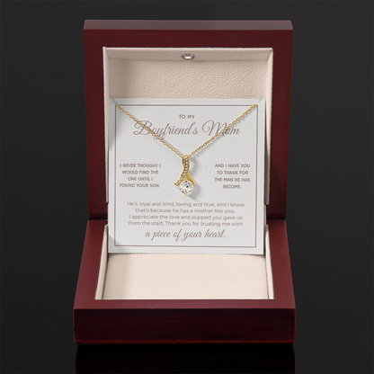 Heart Memento™ Heartwrapped Ribbon Necklace | “A Piece of Your Heart” Gift for Boyfriend's Mom