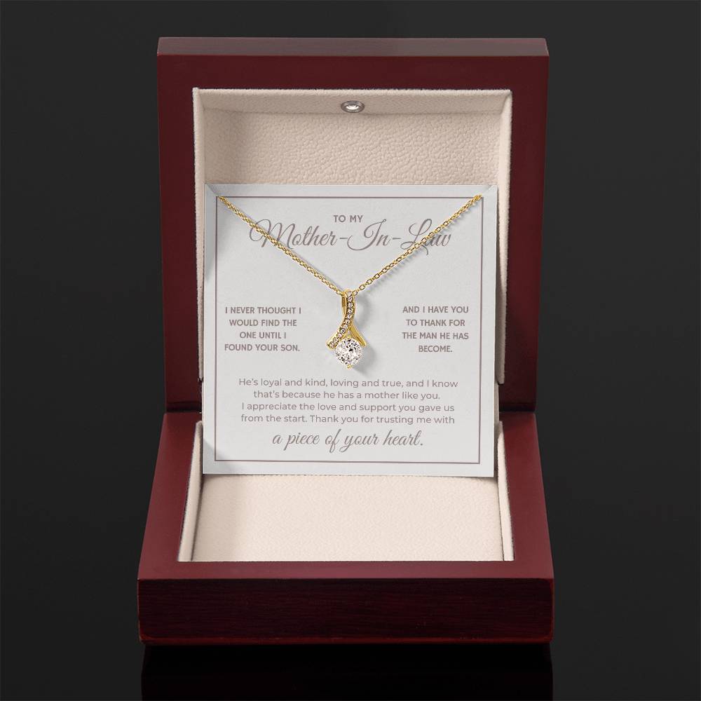 Heart Memento™ Heartwrapped Ribbon Necklace | “A Piece of Your Heart” Gift for Mother-in-Law from Daughter-in-Law