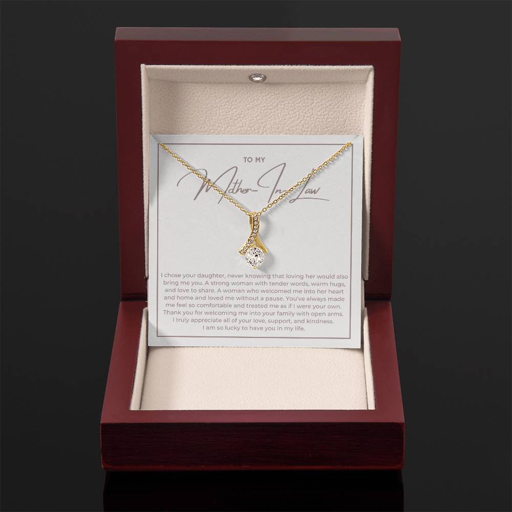 Heart Memento™ Heartwrapped Ribbon Necklace | “Loving Her Would Bring Me You” Gift from Son-in-Law