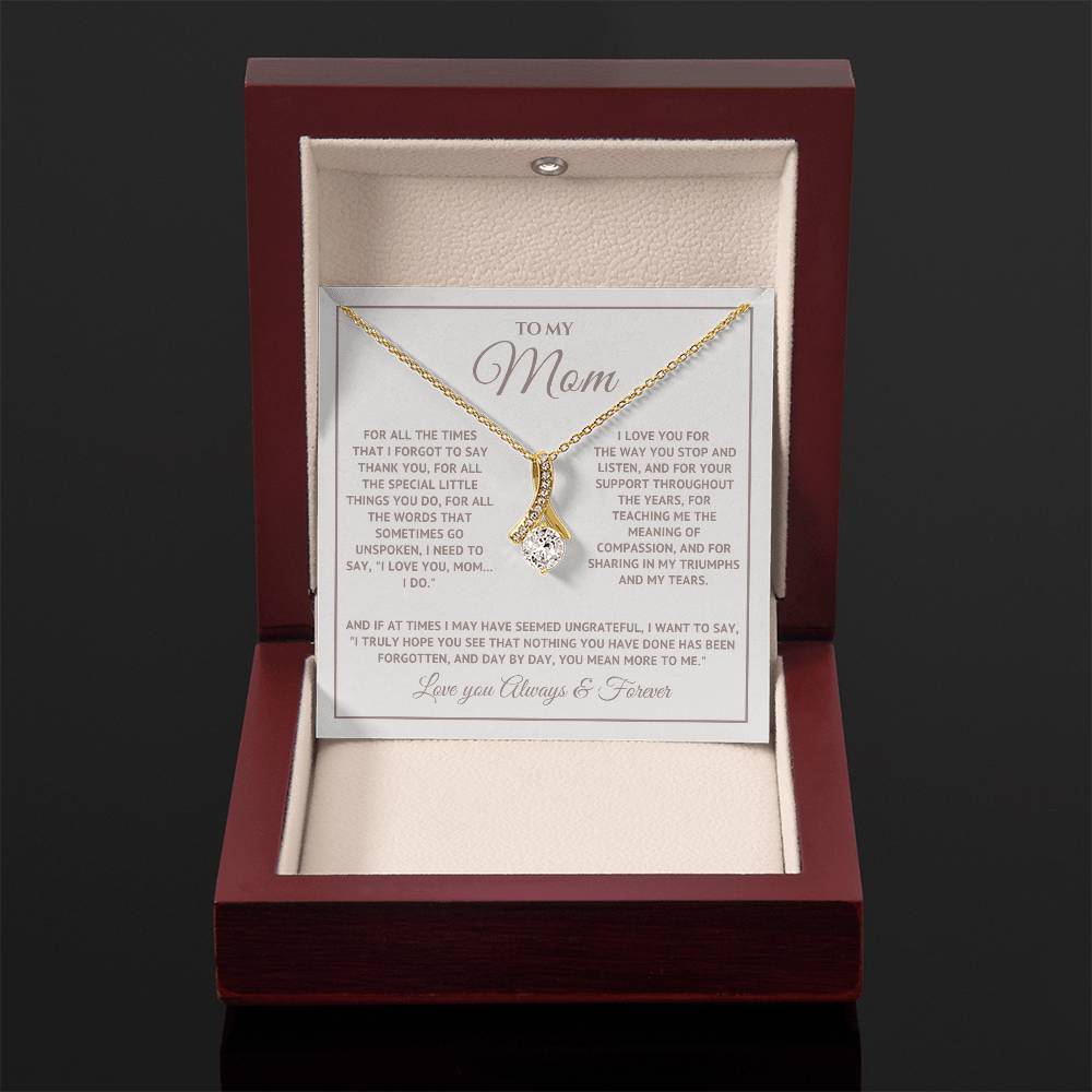 Heart Memento™ Heartwrapped Ribbon Necklace | “I Love You, Mom… I Do” Gift for Mom from Daughter or Son