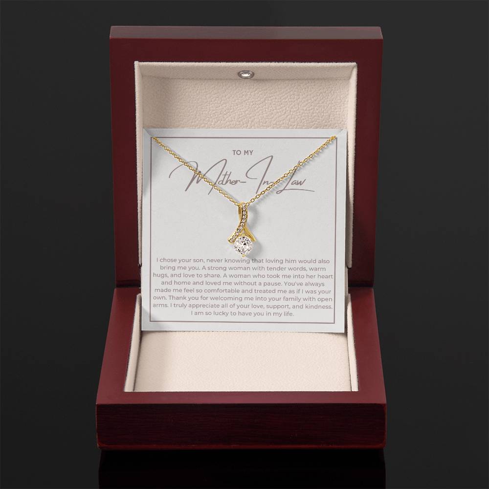 Heart Memento™ Heartwrapped Ribbon Necklace | “Loving Him Would Bring Me You” Gift from Daughter-in-Law
