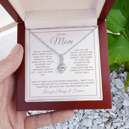 Heart Memento™ Heartwrapped Ribbon Necklace | “I Love You, Mom… I Do” Gift for Mom from Daughter or Son