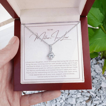 Heart Memento™ Heartwrapped Ribbon Necklace | “Loving Her Would Bring Me You” Gift from Son-in-Law