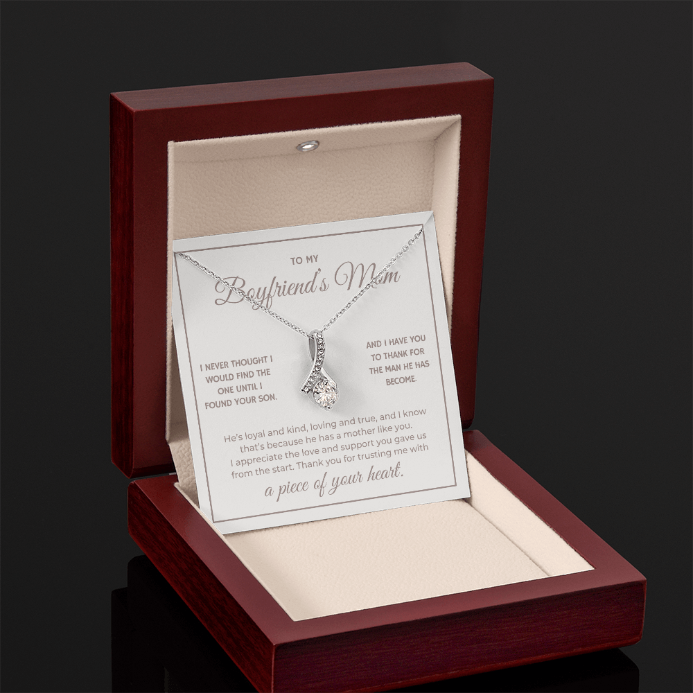 Heart Memento™ Heartwrapped Ribbon Necklace | “A Piece of Your Heart” Gift for Boyfriend's Mom