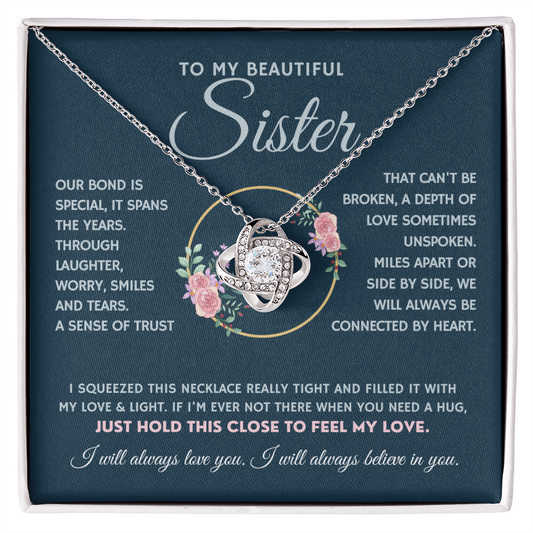 Bondwoven Love Knot Necklace for Sister — Connected by Heart Gift