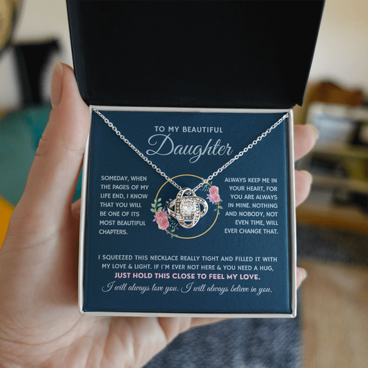 Love Knot necklace with To My Daughter message card