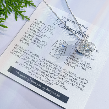 White Coat Ceremony Gift for Daughter - Future Doctor Necklace from Proud Parents - Love Knot Keepsake