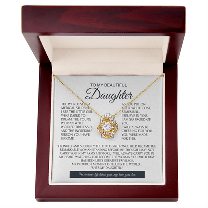 White Coat Ceremony Gift for Daughter - Future Doctor Necklace from Proud Parents - Love Knot Keepsake