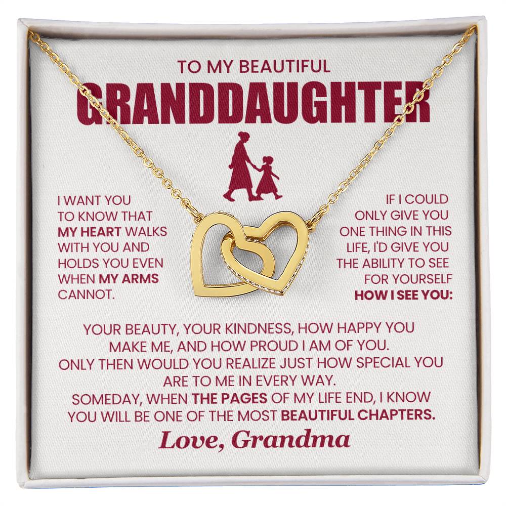 Heart Memento™ Evertwined Hearts Necklace | “My Heart Walks With You” Gift for Granddaughter from Grandma