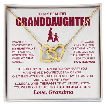 Heart Memento™ Evertwined Hearts Necklace | “My Heart Walks With You” Gift for Granddaughter from Grandma