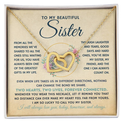 To My Beautiful Sister | Entwined Hearts Necklace, Forever Connected