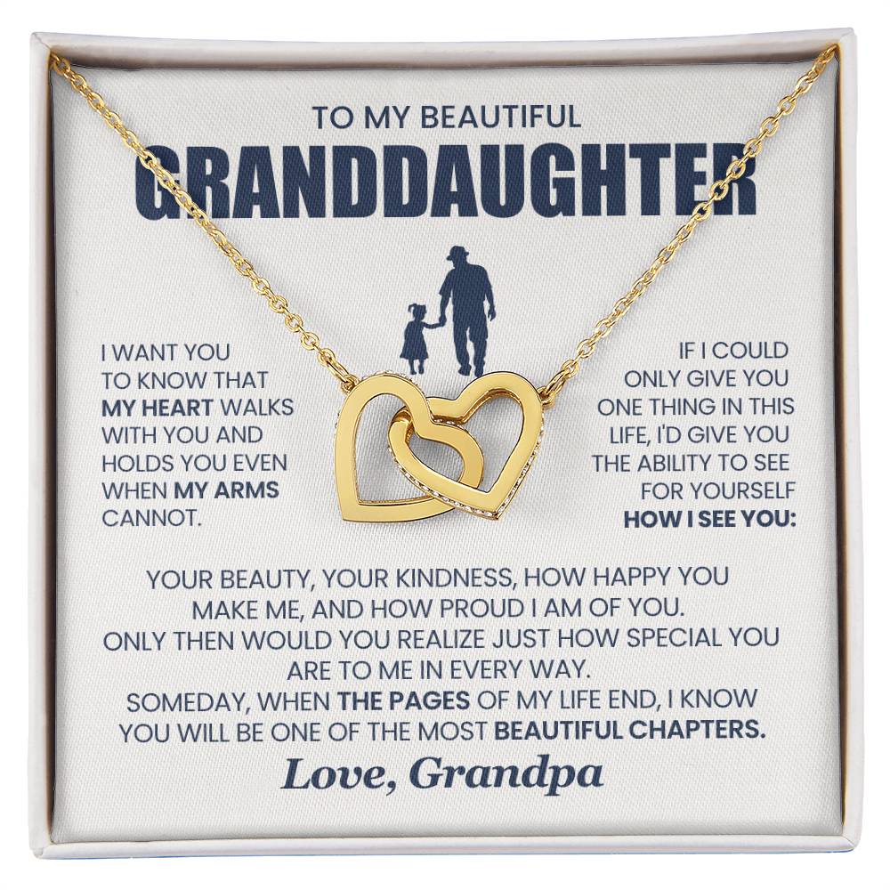 Heart Memento™ Evertwined Hearts Necklace | “My Heart Walks With You” Gift for Granddaughter from Grandpa
