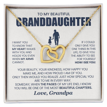 Heart Memento™ Evertwined Hearts Necklace | “My Heart Walks With You” Gift for Granddaughter from Grandpa